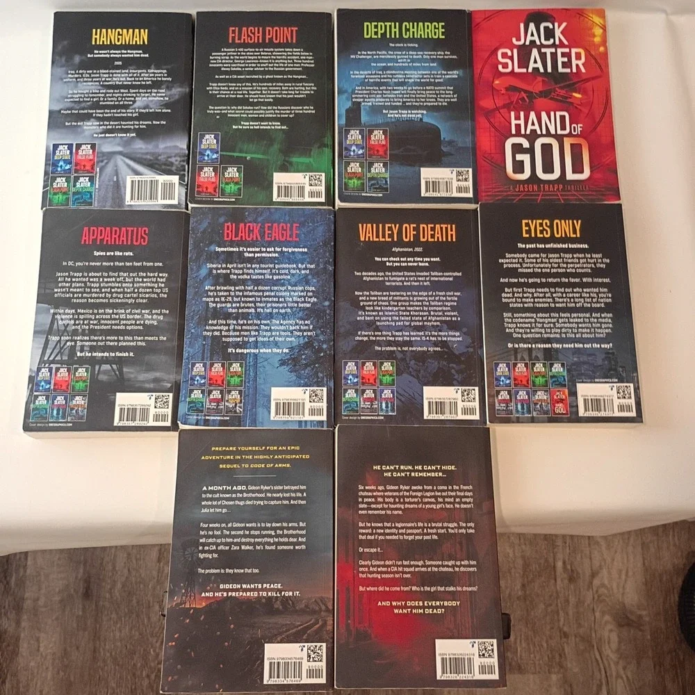 Jack Slater Novels Book Lot: 8 Jason Trapp & 2 Gideon Ryker Trade Paperback VG